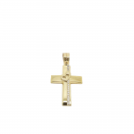 Σταυρός απο χρυσό κ14 με ζιργκόν και χρυσή καρδούλα (code Al1855)